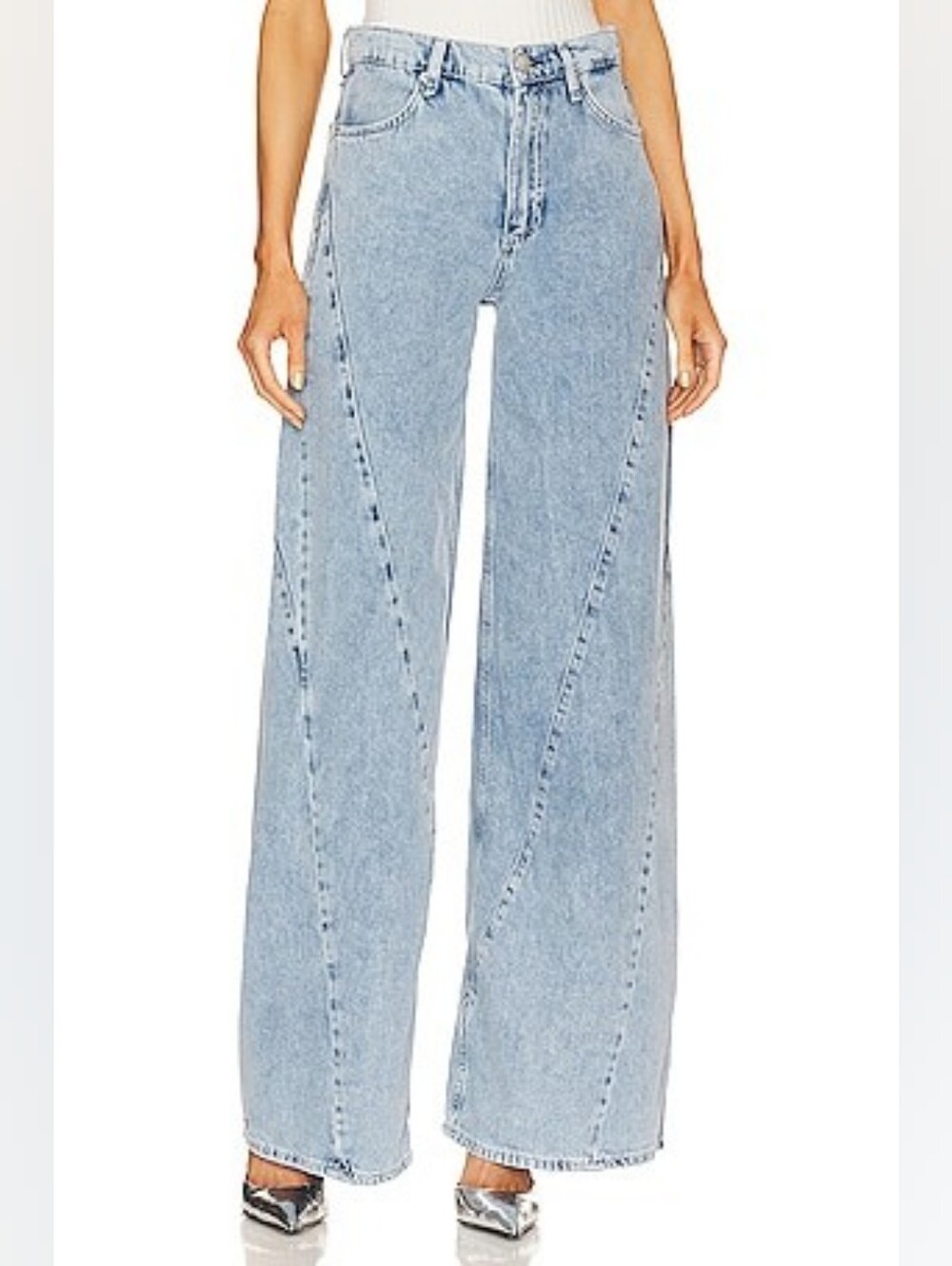 Rag & Bone Sofie Splice Jean Alisha Wash Wide Leg Jeans 30